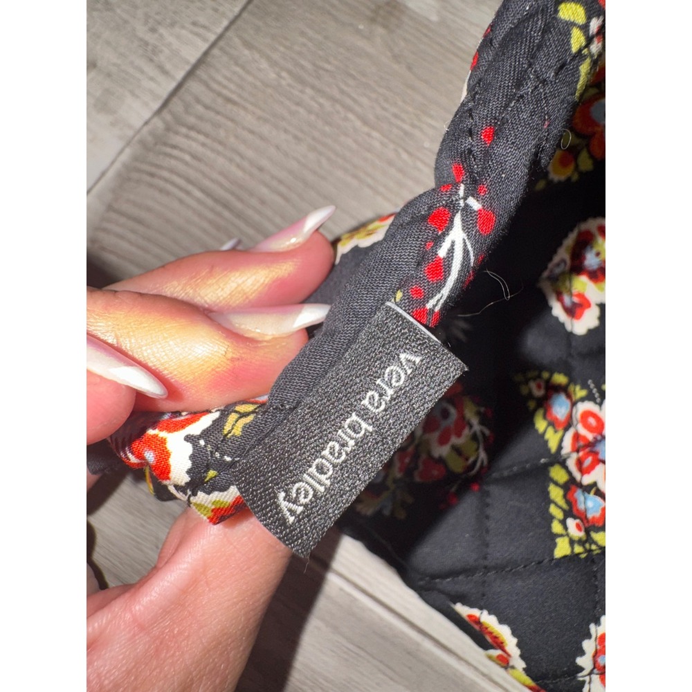Vera Bradley Medium Pouch Women Black North Star Sky Quilted Floral NWT Medium - Picture 4 of 5